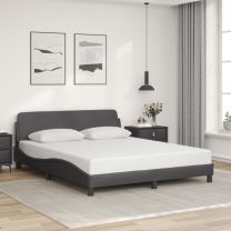Bedframe met hoofdbord kunstleer grijs 160x200 cm
