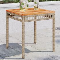  Tuintafel 38x38x42 cm poly rattan en acaciahout gemengd beige