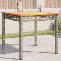  Tuintafel 80x80x75 cm poly rattan en acaciahout grijs
