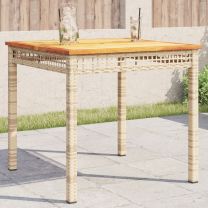  Tuintafel 80x80x75 cm poly rattan en acaciahout beige