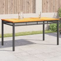  Tuintafel 140x80x75 cm poly rattan en acaciahout zwart