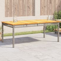  Tuintafel 180x90x75 cm poly rattan en acaciahout grijs