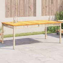  Tuintafel 180x90x75 cm poly rattan en acaciahout beige