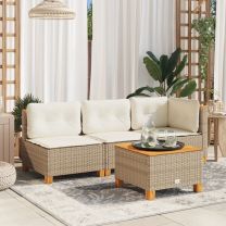  Tuintafel 55x55x36 cm poly rattan en acaciahout beige