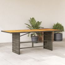  Tuintafel met acaciahouten blad 190x80x75 cm poly rattan grijs