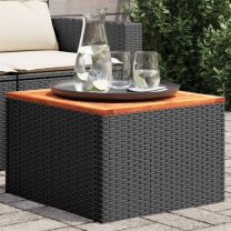  Tuintafel 55x55x37 cm poly rattan en acaciahout zwart
