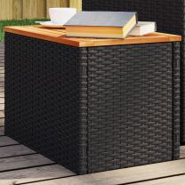  Tuinbijzettafels 2 st 55x34x37 cm hout poly rattan zwart