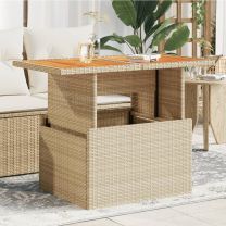  Tuintafel 100x55x73 cm poly rattan en acaciahout beige