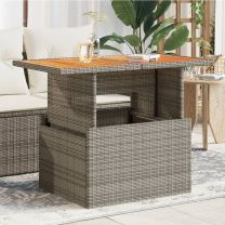 Tuintafel 100x55x73 cm poly rattan en acaciahout grijs