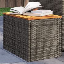  Tuinbijzettafels 2 st 55x34x37 cm poly rattan en hout grijs