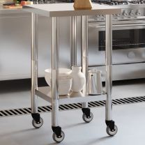  Keukenwerktafel met wielen 55x55x85 cm roestvrij staal