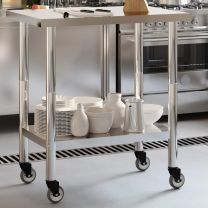  Keukenwerktafel met wielen 82,5x55x85 cm roestvrij staal