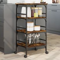 Keukentrolley 45x35x89,5 cm bewerkt hout gerookt eikenkleurig