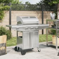  Gasbarbecue met 4 branders roestvrij staal zilverkleurig