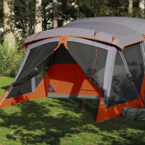  Tent met luifel 4-persoons waterdicht grijs en oranje