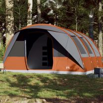  Tunneltent 7-persoons waterdicht grijs en oranje