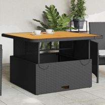  Tuintafel 110x110x71 cm poly rattan en massief acaciahout zwart