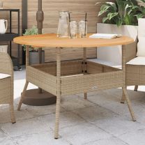  Tuintafel met acaciahouten blad 110x71 cm poly rattan beige