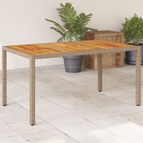  Tuintafel 150x90x75 cm poly rattan en massief acaciahout beige