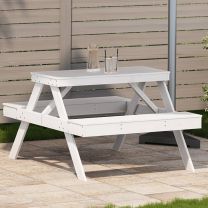  Picknicktafel 105x134x75 cm massief grenenhout wit