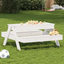  Picknicktafel met zandbak voor kinderen massief grenenhout wit