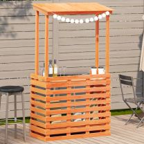  Tuinbartafel met dak bruin 112,5x57x195,5 cm massief hout
