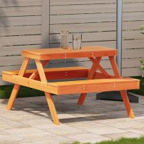  Picknicktafel 105x134x75 cm massief grenenhout wasbruin