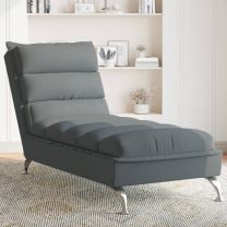  Chaise longue met kussens stof donkergrijs