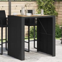  Tuintafel met acaciahouten blad 105x80x110 cm poly rattan zwart