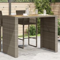  Tuintafel met acaciahouten blad 145x80x110 cm poly rattan grijs