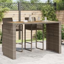  Tuintafel met acaciahouten blad 185x80x110 cm poly rattan grijs