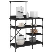  Bakkersrek 90x40x132 cm bewerkt hout en metaal zwart