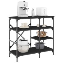  Bakkersrek 90x40x84 cm bewerkt hout en metaal zwart