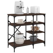  Bakkersrek 90x40x84 cm bewerkt hout en metaal bruin eikenkleur