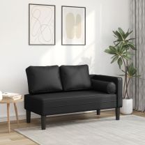  Chaise longue met kussens kunstleer zwart