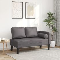  Chaise longue met kussens kunstleer grijs