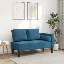  Chaise longue met kussens fluweel blauw
