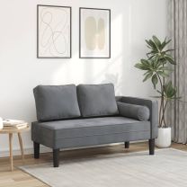  Chaise longue met kussens fluweel donkergrijs
