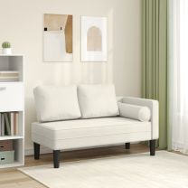  Chaise longue met kussens fluweel crmekleurig