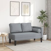  Chaise longue met kussens stof lichtgrijs