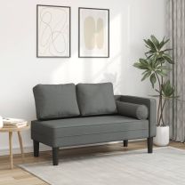  Chaise longue met kussens stof donkergrijs