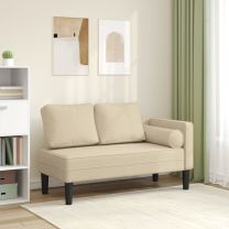  Chaise longue met kussens stof crmekleurig