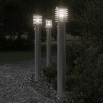  Vloerlamp voor buiten met sensor 110 cm roestvrijstaal zilver