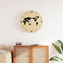  Wandklok 30 cm bewerkt hout geel en zwart