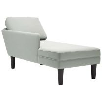  Chaise longue met kussen & rechterarmleuning fluweel lichtgrijs