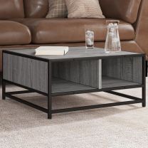  Salontafel 60,5x60,5x30 cm bewerkt hout en metaal grijs sonoma