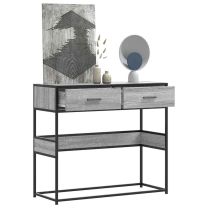  Wandtafel 90x35x80 cm bewerkt hout grijs sonoma eikenkleurig