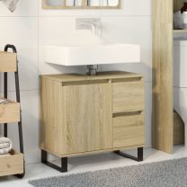  Badkamerkast 65x33x60 cm bewerkt hout sonoma eikenkleurig