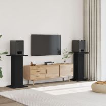 Speakerstandaards 2 st 30x30x80 cm bewerkt hout zwart