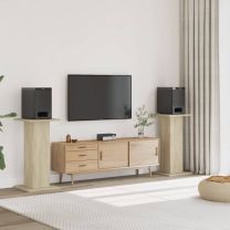  Speakerstandaards 2 st 30x30x80 cm bewerkt hout sonoma eiken